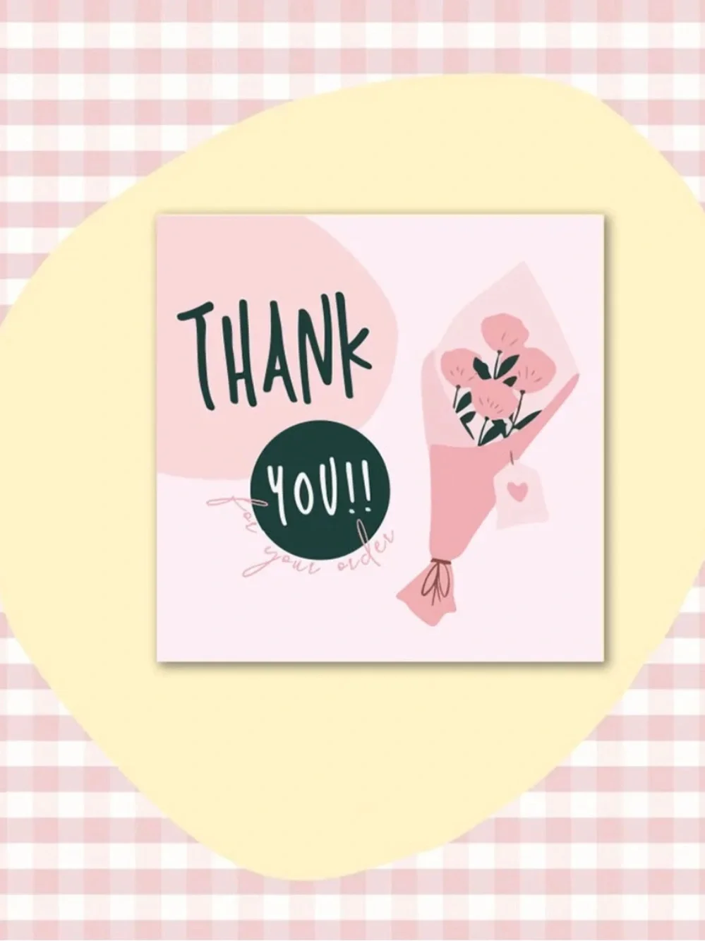 💜 NWT Square Floral Bouquet Mini Thank You Cards (50 Cards)